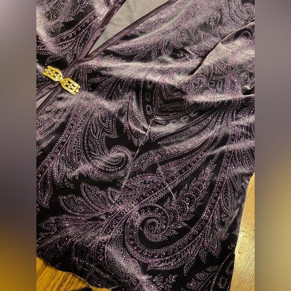 Vintage 80’s 90’s Velvet Dress & Vintage Jacket Set Royal Purple Sparkle Holiday - Picture 12 of 17